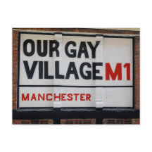 Manchester Gay Village sign postcard