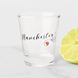 Manchester Heart Flag, England Shot Glass