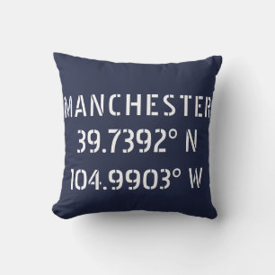 Manchester Latitude Longitude Cushion