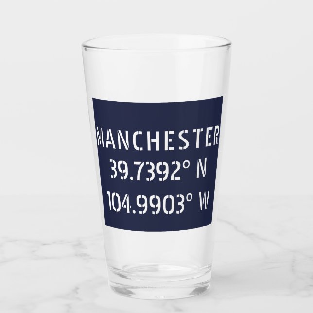 Manchester Latitude Longitude Glass (Front)
