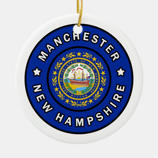 Manchester New Hampshire Ceramic Tree Decoration (Front)