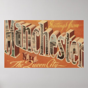 Manchester, New Hampshire - Large Letter Poster