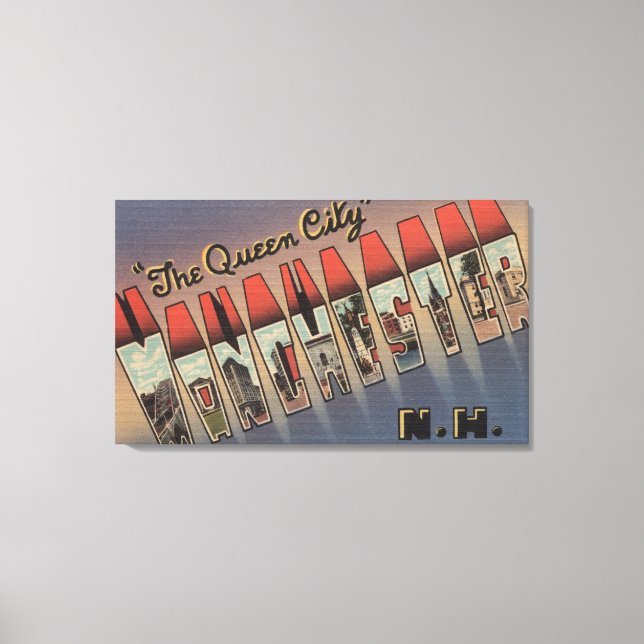 Manchester, New Hampshire - Large Letter Scenes Canvas Print (Front)