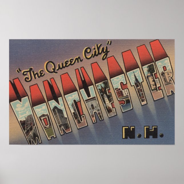 Manchester, New Hampshire - Large Letter Scenes Poster (Front)