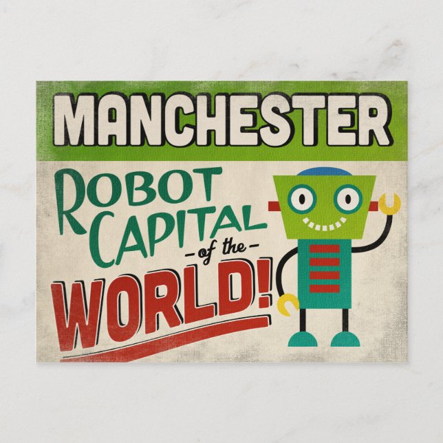 Manchester New Hampshire Robot - Funny Vintage Postcard (Front)