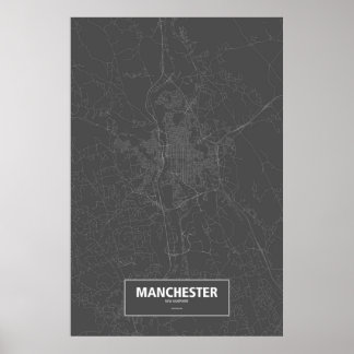 Manchester, New Hampshire (white on black) Poster