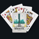Manchester Playing Cards<br><div class="desc">The City of Manchester,  England,  featuring a stylised version of its landmarks and cityscape,  including a Metrolink tram,  Manchester Town Hall and Old Trafford - the home of Manchester United FC.</div>