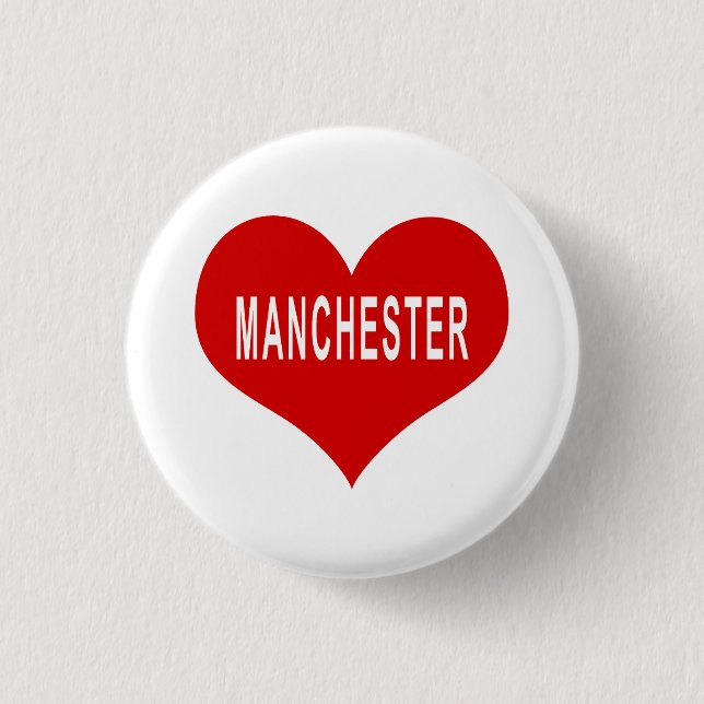 MANCHESTER Red Love Heart 3 Cm Round Badge (Front)