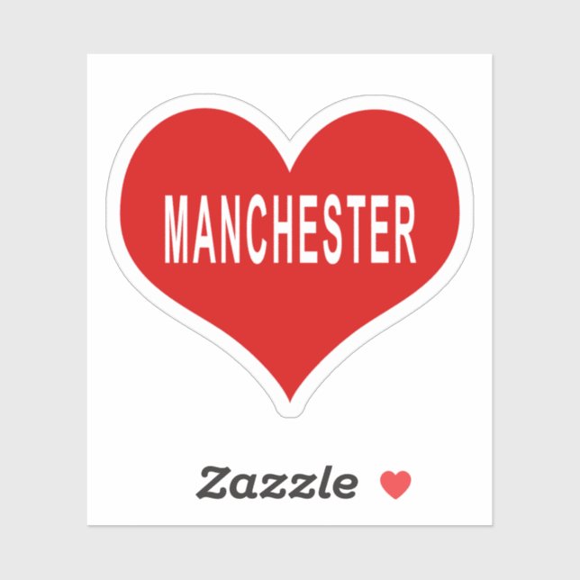 MANCHESTER Red Love Heart Vinyl Sticker (Sheet)