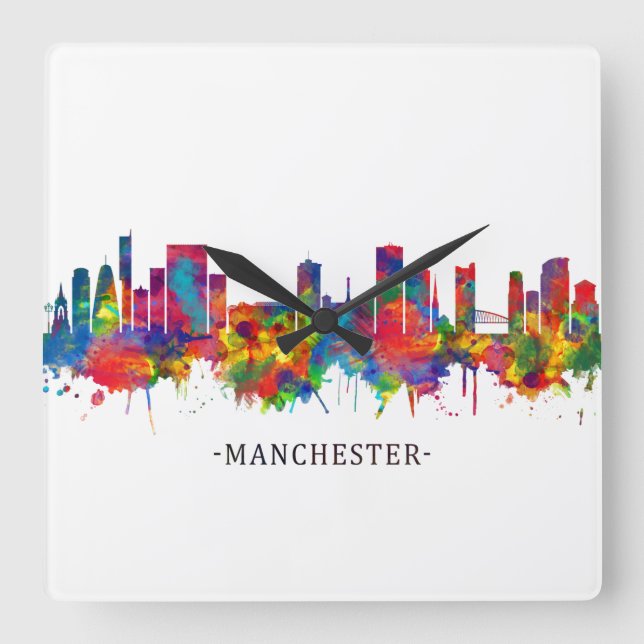 Manchester Skyline Square Wall Clock (Front)