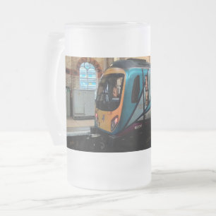 Manchester station frosted glass beer mug