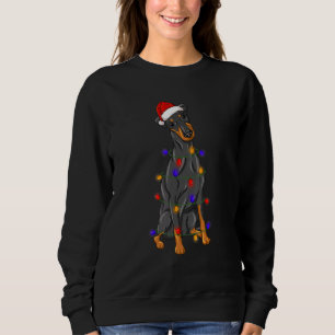 Manchester Terrier Dog Wearing Christmas Hat Light Sweatshirt