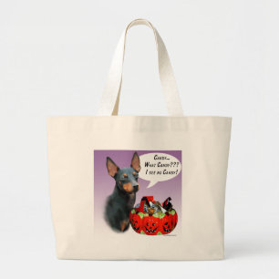Manchester Terrier Halloween Candy Large Tote Bag