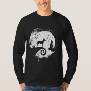 Manchester Terrier Halloween Costume Moon Silhouet T-Shirt