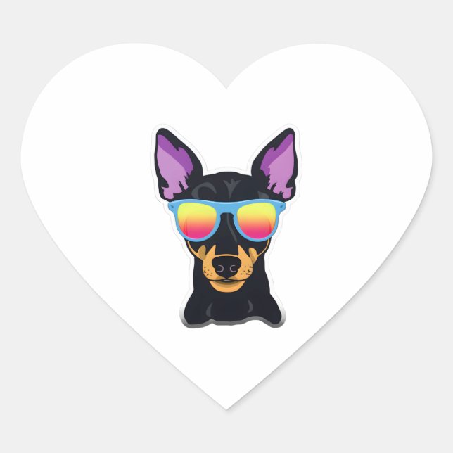 Manchester Terrier in Cool Sunglasses Classic T-Sh Heart Sticker (Front)