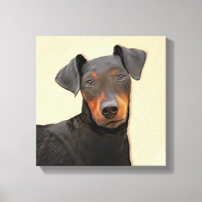 Manchester Terrier Painting Original Animal Art Canvas Print (Front)