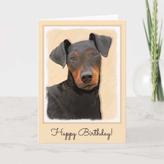 Manchester Terrier Painting Original Animal Art Card (Front)