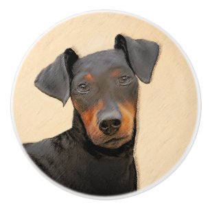 Manchester Terrier Painting Original Animal Art Ceramic Knob