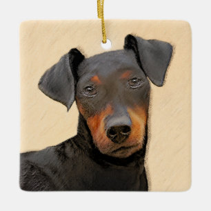 Manchester Terrier Painting Original Animal Art Ceramic Ornament