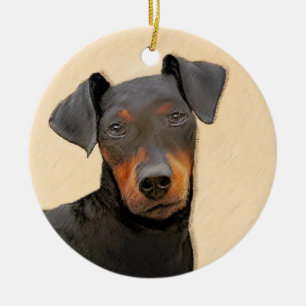 Manchester Terrier Painting Original Animal Art Ceramic Tree Decoration