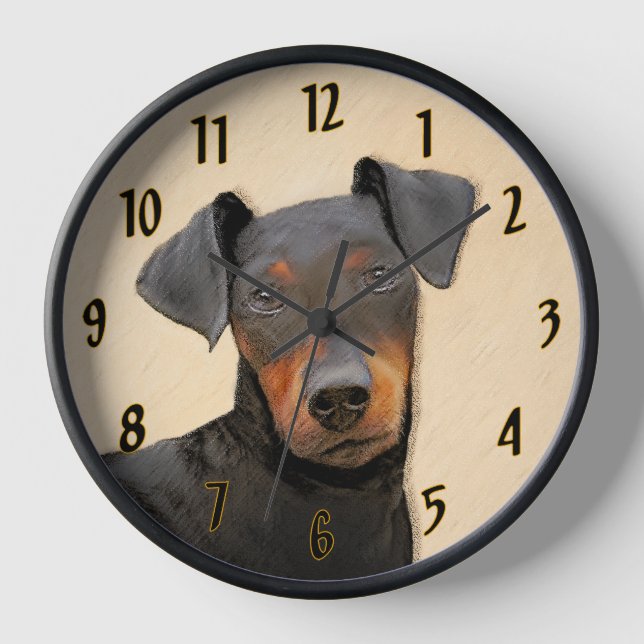 Manchester Terrier Painting Original Animal Art Clock (Front)