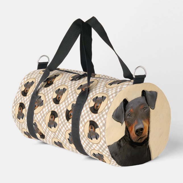 Manchester Terrier Painting Original Animal Art Duffle Bag (Left Corner)