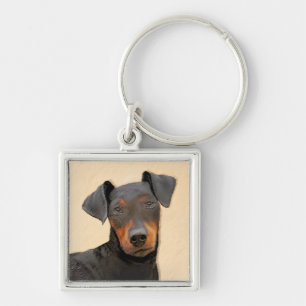 Manchester Terrier Painting Original Animal Art Key Ring