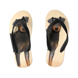 Manchester Terrier Painting Original Animal Art Kid's Flip Flops