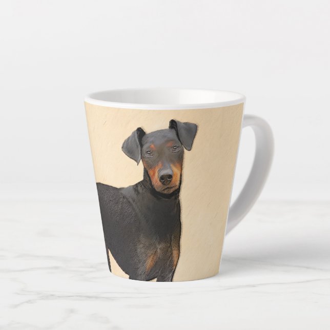 Manchester Terrier Painting Original Animal Art Latte Mug (Right Angle)