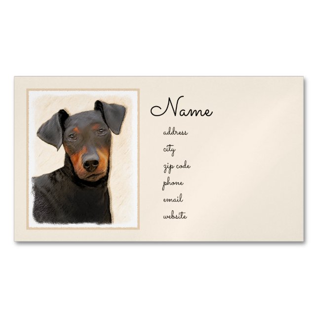 Manchester Terrier Painting Original Animal Art Magnetic Business Card (Front)