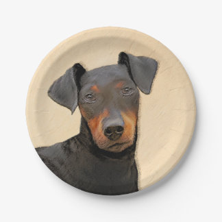 Manchester Terrier Painting Original Animal Art Paper Plate