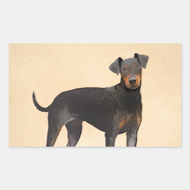 Manchester Terrier Painting Original Animal Art Rectangular Sticker (Front)