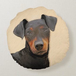 Manchester Terrier Painting Original Animal Art Round Cushion