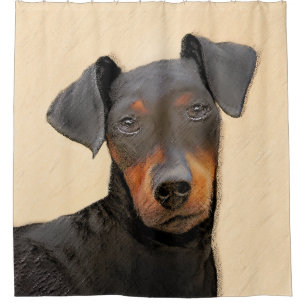 Manchester Terrier Painting Original Animal Art Shower Curtain