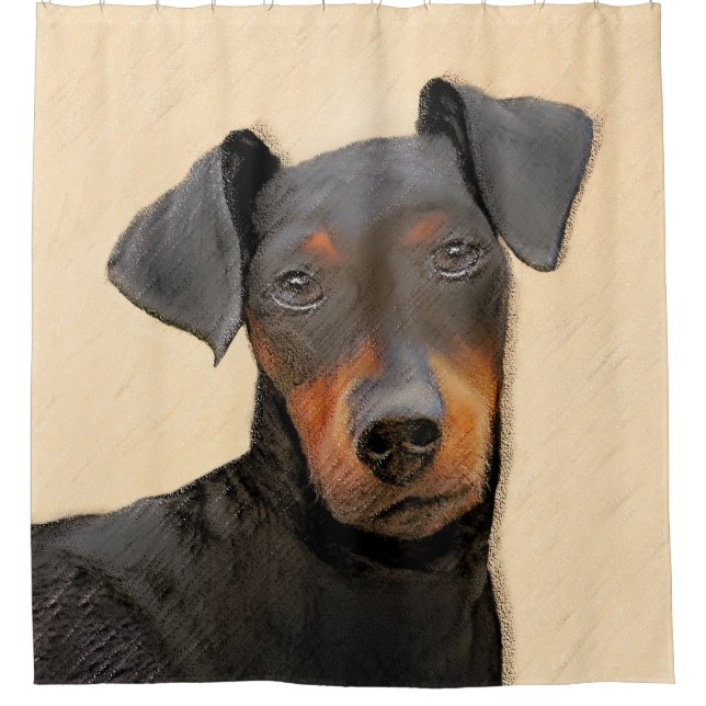 Manchester Terrier Painting Original Animal Art Shower Curtain (Front)