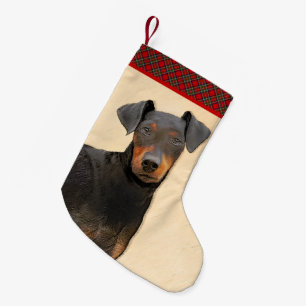 Manchester Terrier Painting Original Animal Art Small Christmas Stocking