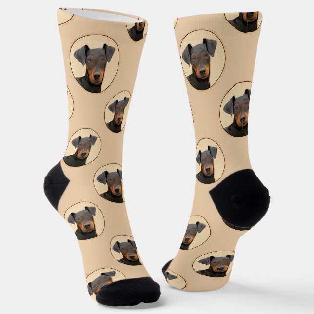 Manchester Terrier Painting Original Animal Art Socks (Angled)