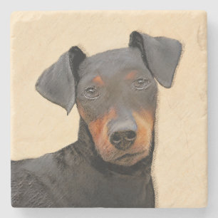 Manchester Terrier Painting Original Animal Art Stone Coaster