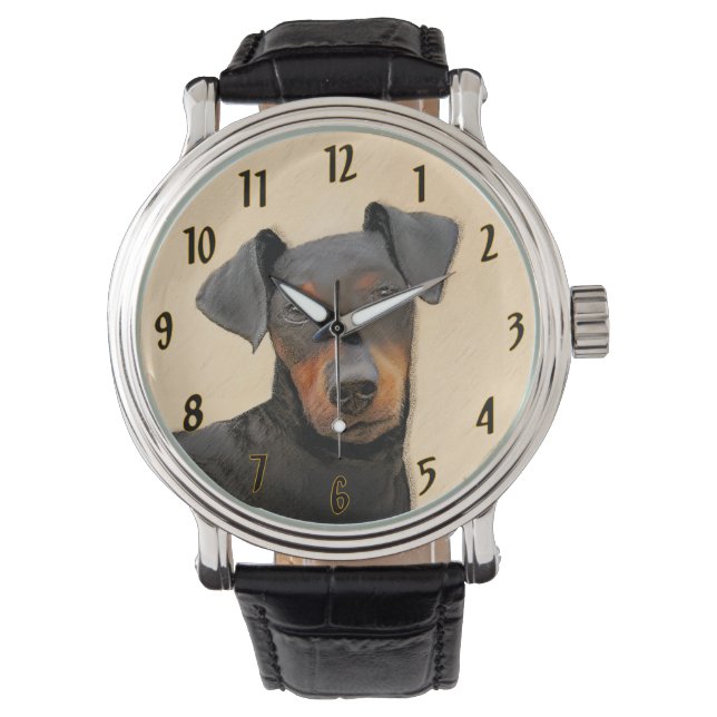 Manchester Terrier Painting Original Animal Art Watch (Front)
