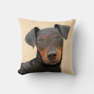 Manchester Terrier Painting - Original Dog Art Cushion