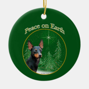 Manchester Terrier Peace Ceramic Tree Decoration