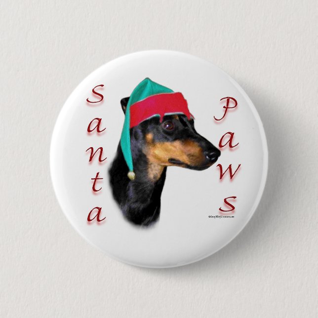 Manchester Terrier Santa Paws 6 Cm Round Badge (Front)