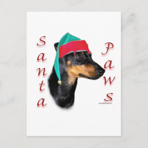 Manchester Terrier Santa Paws Holiday Postcard