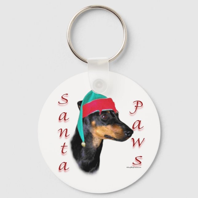 Manchester Terrier Santa Paws Key Ring (Front)