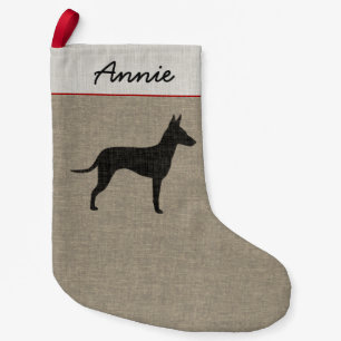 Manchester Terrier Silhouette with Long Tail Xmas Small Christmas Stocking
