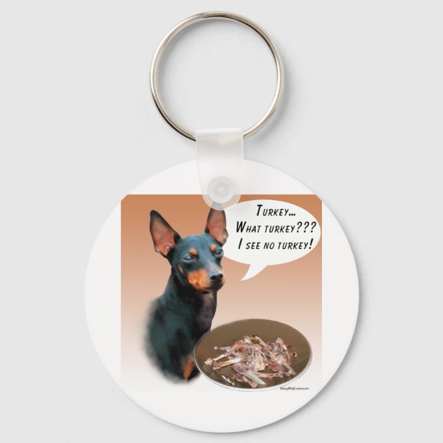 Manchester Terrier Turkey Key Ring (Front)