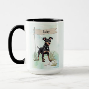 Manchester Terrier Watercolor Personalised Dog Mug