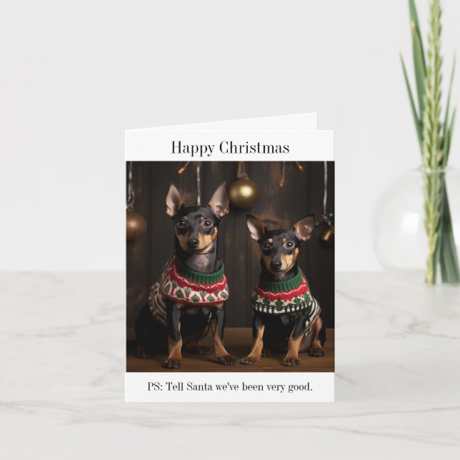 Manchester Terriers in Christmas Jumpers Card (Front)