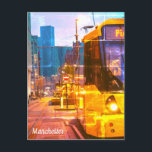 Manchester Tram Piccadilly Gardens Vendredi Filter Postcard<br><div class="desc">Original photo for an exceptional card. 
Photo of the Manchester tram in the winter evening.
Vendredi Filter.</div>