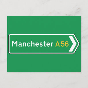Manchester, UK Road Sign Postcard